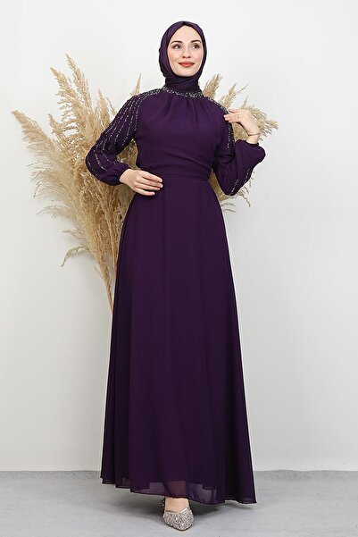 GİYZAMİLA Semra Tesettür Dress Purple