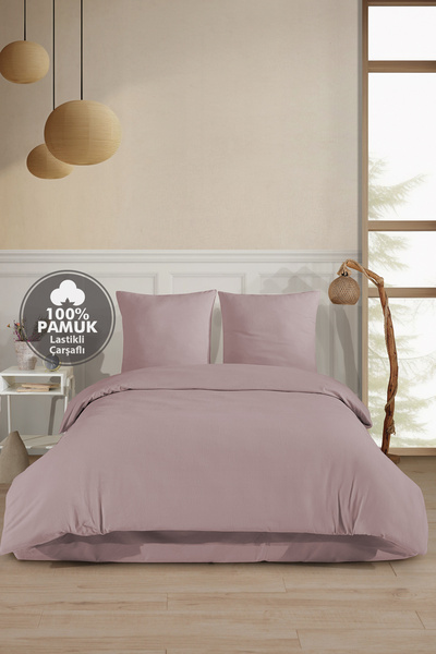 Cote Blanc Plain 100% Cotton Flannel Oversized Duvet Cover Set with Elastic Sheets