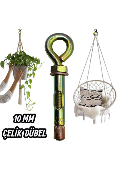 By mag Çelik Dübel 10 MM Kancalı Salıncak , Saksı , Hamak Kullanımına Uygundur