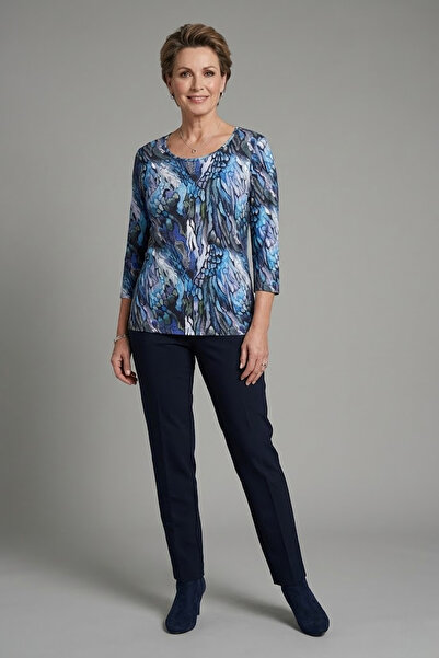 YXL COLLECTION Γυναικείο μπλουζάκι μεγάλου μεγέθους ελαστικό ύφασμα με μικτά ...