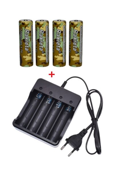 Stone Set incarcator cu 4 baterii reîncărcabile Rakieta Stone® 18650 3.7V 120...