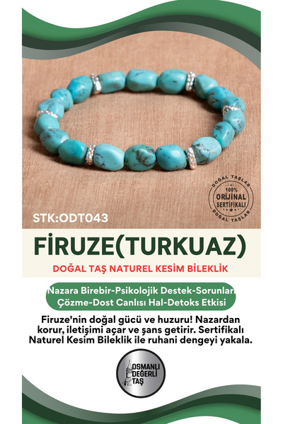 OSMANLI DEĞERLİ TAŞ Sertifikalı Firuze(Turkuaz) Doğal Taş Naturel Kesim Bilek...