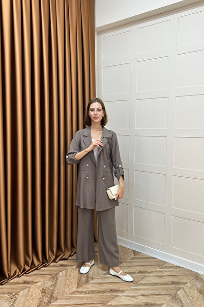 Stilife Sandra Ceketli Takım Kahverengi