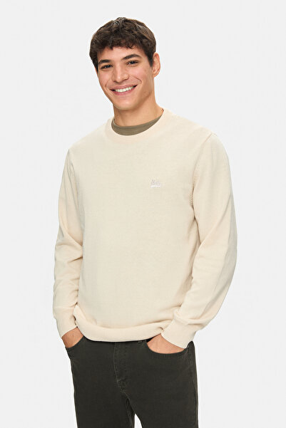 UCLA Sento Bone Color Crew Neck Embroidered Standard Fit Men's Knitwear