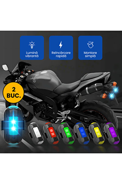 OferteTop Set of 2 Rechargeable 7-Color LED Strobes for Cars, Motorcycles and Drones