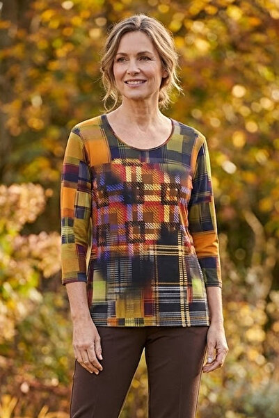 YXL COLLECTION Γυναικείο μπλουζάκι μεγάλου μεγέθους ελαστικό ύφασμα με μικτά ...