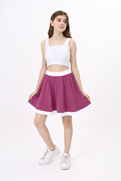 Toontoy Girl's Basic A-Line Skirt with Elastic Waist - Garni Detail