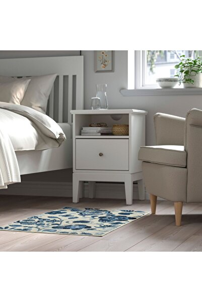 IKEA küçük halı, bej-mavi, 60x90 cm, dikdörtgen, düz dokuma