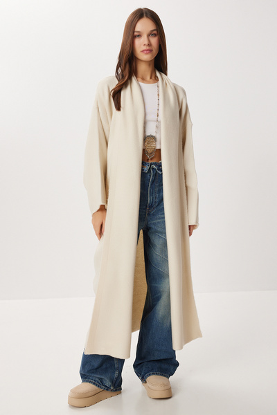 Lovelyİstanbul Oversized Long Knitwear Cardigan Ldd0129 Bone