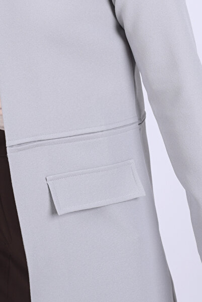 armonika Women's Gray Waist Stitched Long Jacket Arm-26K001017