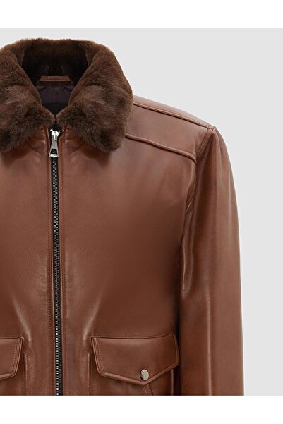 İLVİ Clay Genuine Leather Tan Men's Coat