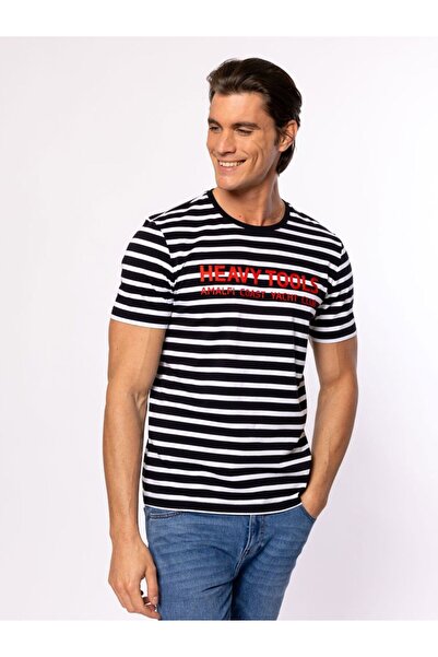 Heavy Tools Men's T-shirt MORIO STRIPED M