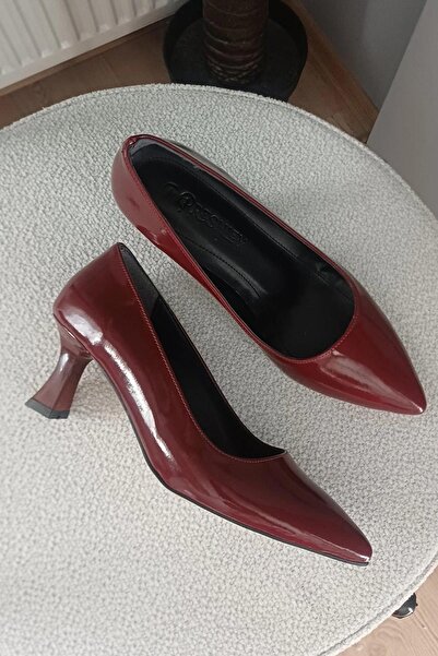 asmi shoes Women's Sity Burgundy Patent Leather 6 cm Thin Heeled Stiletto