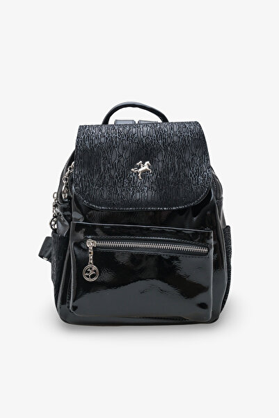 İNNABUTİKK Luktas Kadın Sırt Çantası - Siyah Rugan