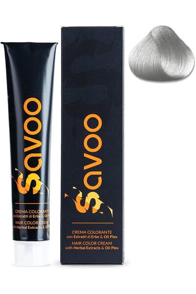 SAVOO Hair Color Cream #S Silver – Permanent Metallic Hair Dye | 100ml