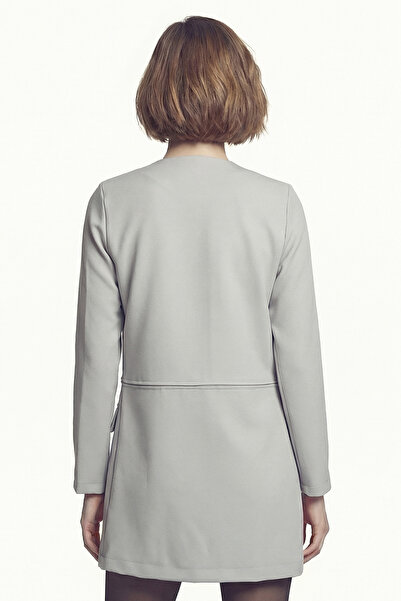 armonika Women's Gray Waist Stitched Long Jacket Arm-26K001017