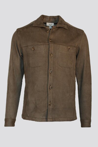 NCS Men's Shirt Suede Textured Khaki 7281