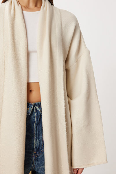 Lovelyİstanbul Oversized Long Knitwear Cardigan Ldd0129 Bone