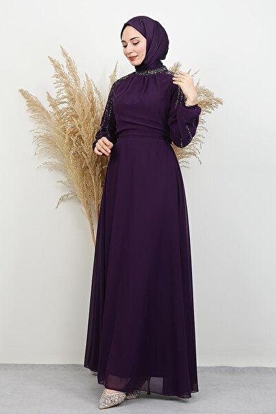 GİYZAMİLA Semra Tesettür Dress Purple