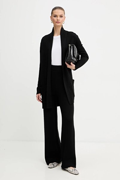 Armani Exchange Women's Belted Waist and Pocket Relaxed Fit Long Sleeve Black Cardigan Xw000766 Af13774-Uc001