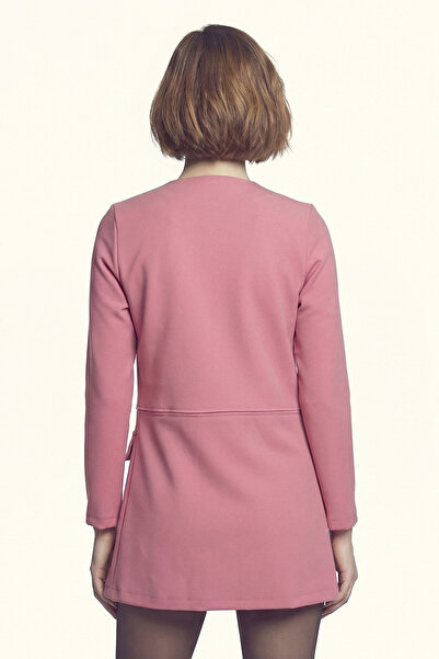 armonika Women's Dusty Rose Stitched Waist Long Coat Arm-26K001017