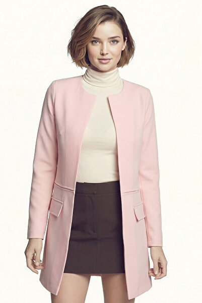 armonika Women's Powder Waist Stitched Long Jacket Arm-26K001017