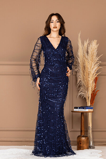 BEYBOS Σχέδιο φόρεμα με παγιέτες - μπλε ναυτικό