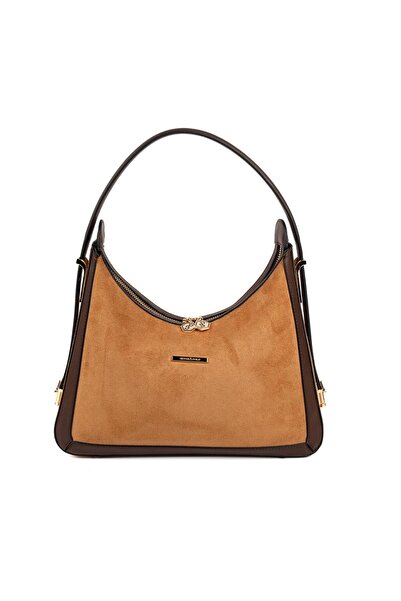 Silver Polo حقيبة كتف نسائية من جلد الغزال SP1187 باللون البني الداكن