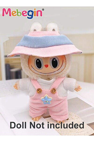 MEBEGIN Labubu Cloth,Pink Clothes for Doll (NO Doll), Hat Overalls Set for 17...