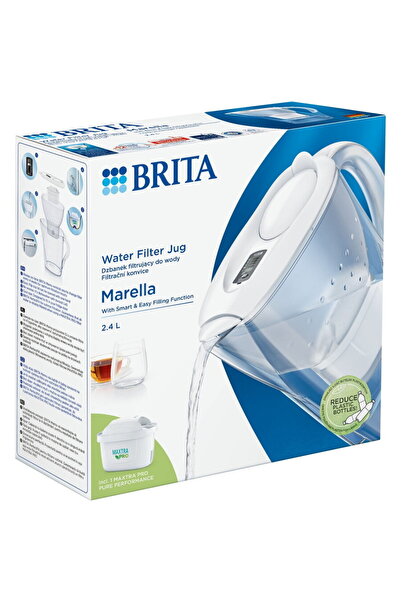 BRITA Marella filter jug, Maxtra Pro filter cartridge, 2.4 L, White