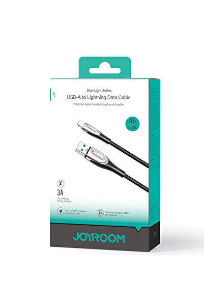 Joyroom Cablu Date si Incarcare (SA27-AL3), USB la Lightning, 3A, Braided, 1.2m, BLACK