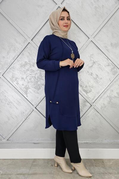 PYS KADIN KOLYE VE DÜĞME DETAYLI TESETTÜR TUNİK