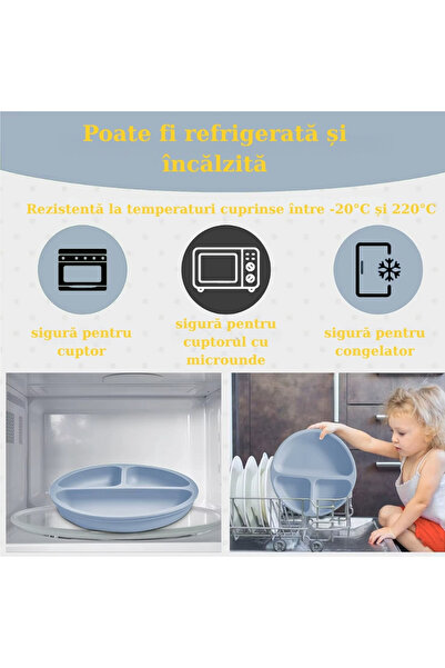 NO BRAND Silicone baby plate and fork set with suction cup - Beige, BPA free