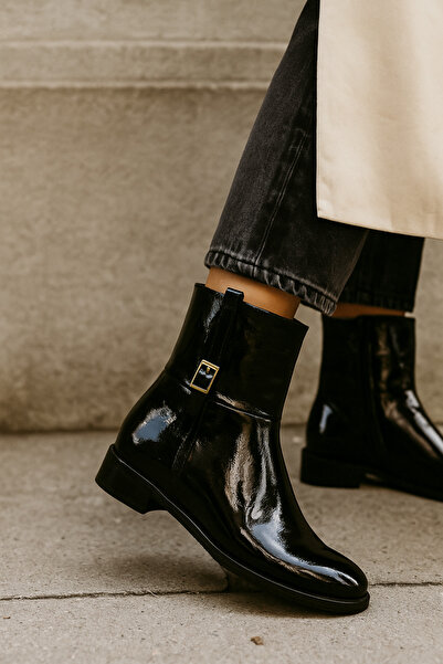 Arzillo Hakiki Deri Siyah Kırışık Rugan Günlük Bot