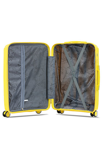 Madisson Large trolley SW51103, 100% polypropylene, 77x50x29 cm, lock, 4 wheels 360°, yellow