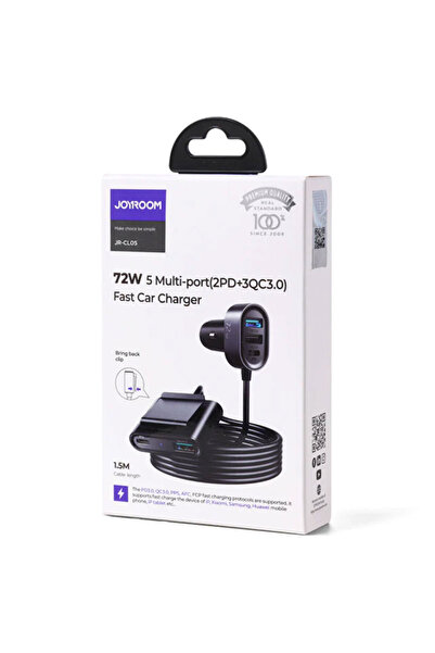 Joyroom Incarcator (JR-CL05) Auto + Cablu , 75W, 2xUSB-C, 3xUSB-A, PD, QC 3.0...