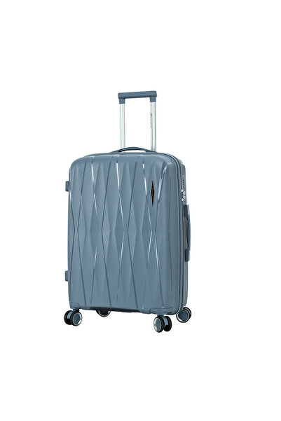 Madisson Troler mediu SW51103, 100% polipropilenă, 67x43x25 cm, încuietoare, 4 roți 360°, gri albastru