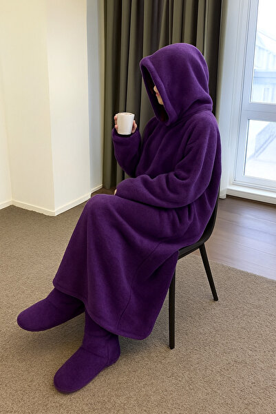 fluffy Wearable Blanket, Hooded, Healthy, Warm, Home Television and Sleeping Bag Wellsoft