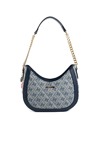 Silver Polo Γκρι - Ναυτικό μπλε SP1168 Γυναικεία τσάντα ώμου