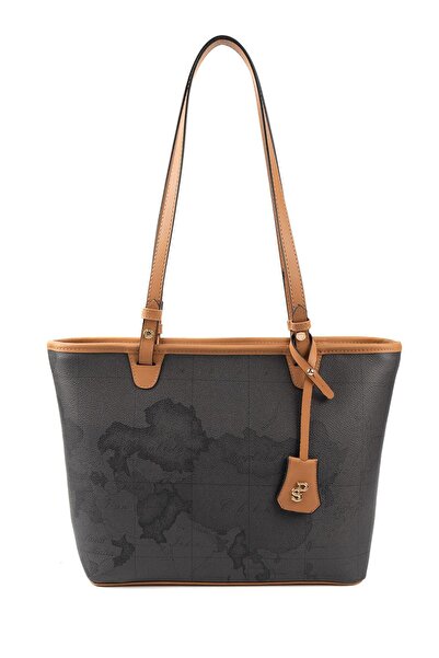 Silver Polo Geantă de umăr pentru femei SP1204 Map Black-A.Taba