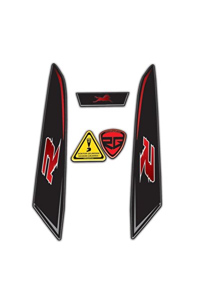 Redline Grafik TVS Raider Far üstü Kafa Grenaj Sticker Set Siyah-Kırmızı Tasa...