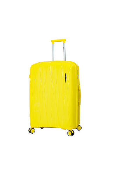 Madisson Large trolley SW51103, 100% polypropylene, 77x50x29 cm, lock, 4 wheels 360°, yellow