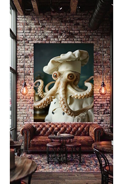 özkacar AHTAPOT CHEF V2 CAFENUȘĂ RESTAURANT MAGAZIN Tablou decorativ pe pânză