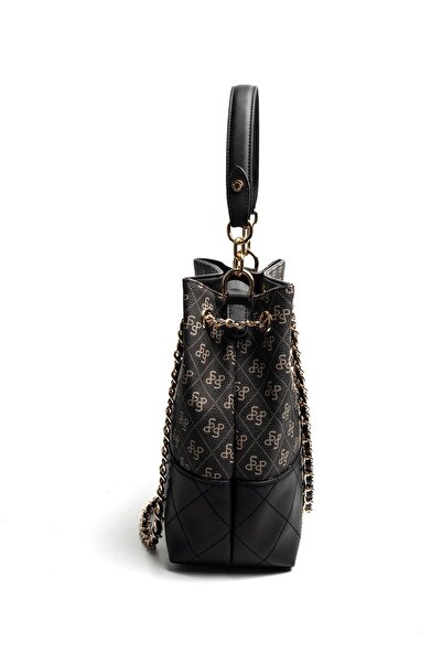 Silver Polo Silver & Polo Sp1262 Women's Shoulder Bag Monogram Smoked-Black