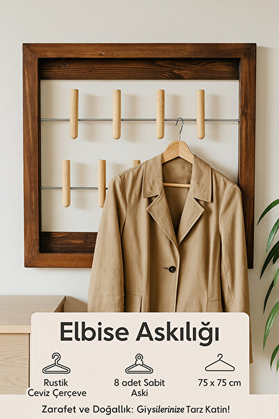 jet ağaç kakan Ahşap Duvar Tipi Elbise Askısı – Kaydırmalı Tasarım