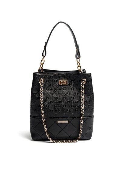 Silver Polo Silver & Polo Sp1262 Women's Shoulder Bag Logo Black