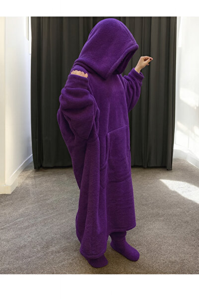 fluffy Wearable Blanket, Hooded, Healthy, Warm, Home Television and Sleeping Bag Wellsoft