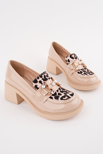 Madam Tarz Smr-14997 Thick Heel Leopard Pattern Loafer