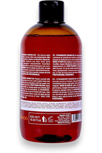 SAVOO Shower Gel Strawberry 500ml – Refreshing Milky Cream Body Wash for Sensitive Skin