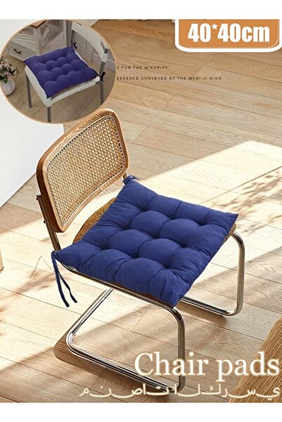 Generic Seat Cushion with Ties 40*40cm Chair Pad Square Chair Seat Pad Solid Thicken Tufted Cushion Pad
